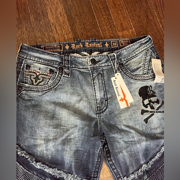 Rock Revival Biker Tapered Leg Jeans Men’s Size 38 “Montell” Blue - Picture 2 of 5